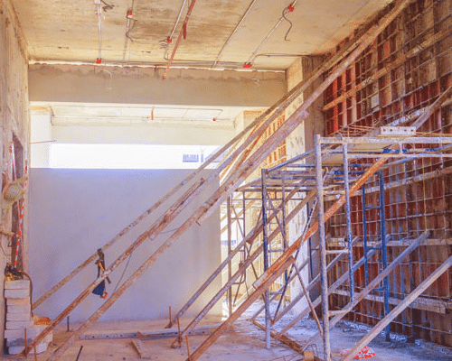 Scaffolding for inside buildings